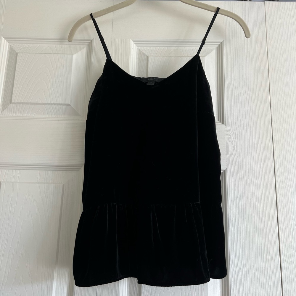 J.Crew Black Velvet Peplum Blouse